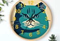 Modern Unique Wooden Wall Clock With Cat Design Wall Clock - Etsy