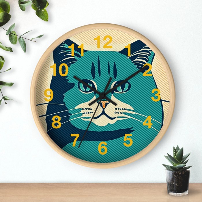 Modern Unique Wooden Wall Clock With Cat Design Wall Clock - Etsy
